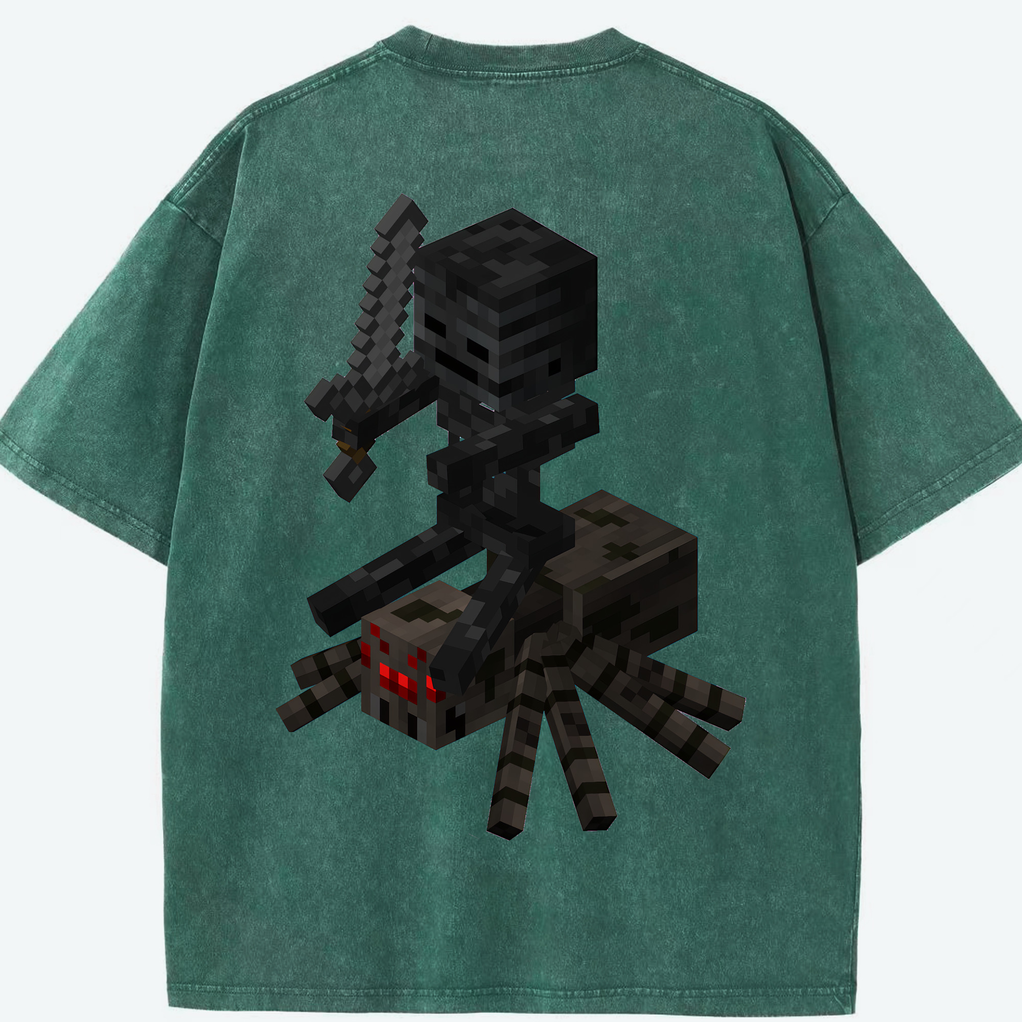 （画像用） マインクラフト ブロックの世界 Minecraft MC Block world 綿100% ヴィンテージ風 半袖Tシャツ（背面プリント）